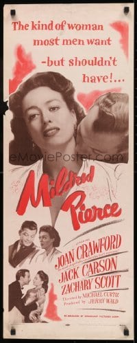 2j302 MILDRED PIERCE insert R1956 Michael Curtiz, Joan Crawford is the woman most men want!