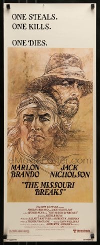 2j304 MISSOURI BREAKS insert 1976 art of Marlon Brando & Jack Nicholson by Bob Peak!