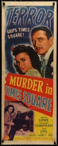 2j313 MURDER IN TIMES SQUARE insert 1943 Edmund Lowe, Marguerite Chapman, Broadway's gripping mystery!