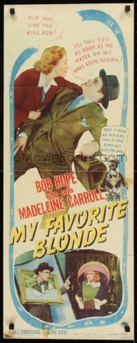 2j315 MY FAVORITE BLONDE insert 1942 great art of Bob Hope seduced by sexy Madeleine Carroll!