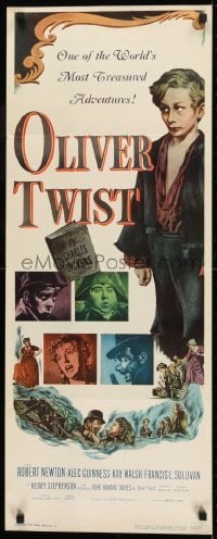 2j329 OLIVER TWIST insert 1951 Robert Newton as Bill Sykes, directed by David Lean, cool art!