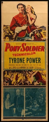 2j340 PONY SOLDIER insert 1952 art of Royal Canadian Mountie Tyrone Power w/pretty Penny Edwards!