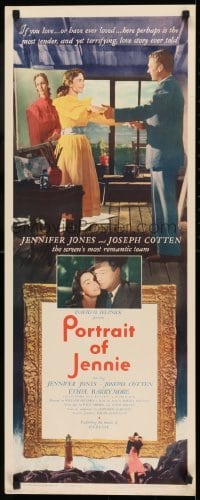 2j341 PORTRAIT OF JENNIE insert 1949 Joseph Cotten loves beautiful ghost Jennifer Jones!