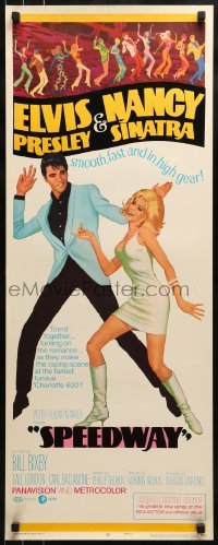 2j401 SPEEDWAY insert 1968 art of Elvis Presley dancing with sexy Nancy Sinatra in boots!