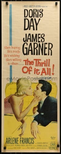 2j440 THRILL OF IT ALL insert 1963 wonderful artwork of Doris Day kissing James Garner!