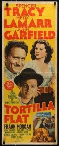 2j449 TORTILLA FLAT insert 1942 Spencer Tracy, pretty Hedy Lamarr & John Garfield!