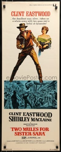2j457 TWO MULES FOR SISTER SARA insert 1970 art of gunslinger Clint Eastwood & Shirley MacLaine!