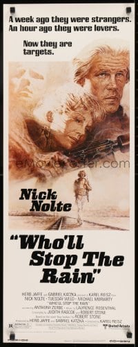 2j481 WHO'LL STOP THE RAIN insert 1978 artwork of Nick Nolte & Tuesday Weld by Tom Jung!
