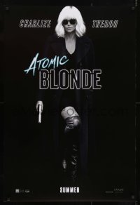 2k061 ATOMIC BLONDE teaser DS 1sh 2017 great full-length image of sexy Charlize Theron with gun!