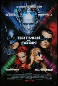 2k079 BATMAN & ROBIN advance DS 1sh 1997 Clooney, O'Donnell, Schwarzenegger, Thurman, cast images!
