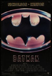2k081 BATMAN 1sh 1989 directed by Tim Burton, Nicholson, Keaton, cool image of Bat logo!