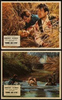 2m005 BONNIE & CLYDE 4 color English FOH LCs 1967 duo Warren Beatty & Faye Dunaway, Arthur Penn!