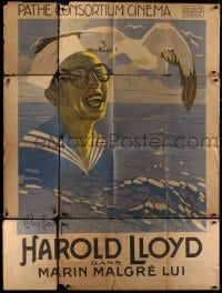 2p005 SAILOR-MADE MAN blue style French 1p 1923 Vaillant art of Harold Lloyd & seagull, very rare!