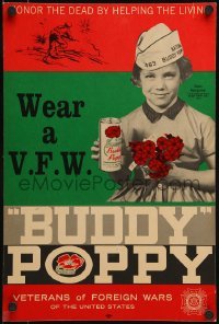 2p068 WEAR A V.F.W. BUDDY POPPY 12x18 special poster 1962 honor the dead by helping the living!