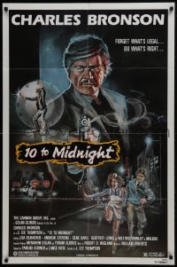 2r007 10 TO MIDNIGHT 1sh 1983 cool action art of detective Charles Bronson, forget what's legal!