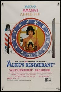 2r039 ALICE'S RESTAURANT 1sh 1969 Arlo Guthrie, musical comedy directed by Arthur Penn, R-rated!