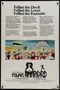2r048 AMARCORD 1sh 1974 Federico Fellini classic comedy, art by Giuliano Geleng!
