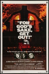 2r056 AMITYVILLE HORROR 1sh 1979 great image of haunted house, for God's sake get out!