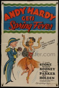 2r059 ANDY HARDY GETS SPRING FEVER style C 1sh 1939 different art of Mickey Rooney & Ann Rutherford!