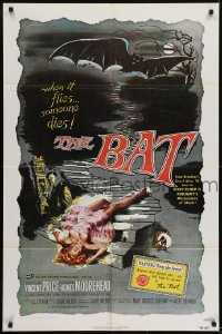 2r102 BAT 1sh R1980s great horror art of Vincent Price & sexy fallen girl!