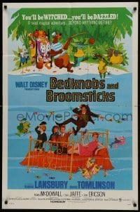 2r107 BEDKNOBS & BROOMSTICKS 1sh 1971 Walt Disney, Angela Lansbury, great cartoon art!
