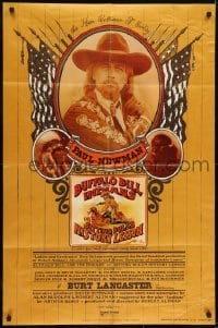 2r176 BUFFALO BILL & THE INDIANS advance 1sh 1976 art of Paul Newman as William F. Cody by McMacken!