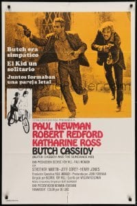 2r184 BUTCH CASSIDY & THE SUNDANCE KID Spanish/US 1sh 1969 Paul Newman, Robert Redford, Ross!