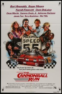 2r192 CANNONBALL RUN 1sh 1981 Burt Reynolds, Farrah Fawcett, Drew Struzan car racing art!