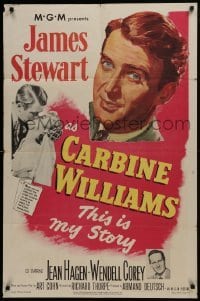 2r196 CARBINE WILLIAMS 1sh 1952 great portrait art of James Stewart, Jean Hagen, Wendell Corey