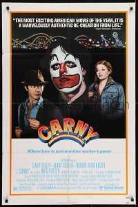 2r198 CARNY style B 1sh 1980 Jodie Foster, Robbie Robertson, Gary Busey in carnival clown make up!