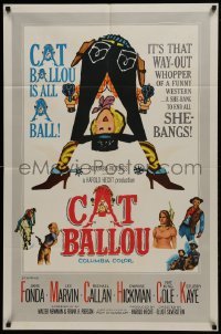 2r206 CAT BALLOU int'l 1sh 1965 classic sexy cowgirl Jane Fonda, Lee Marvin, great artwork!