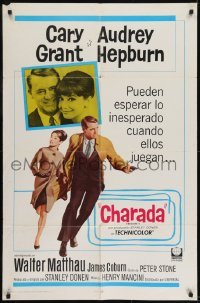 2r213 CHARADE Spanish/US 1sh R1969 Cary Grant, sexy Audrey Hepburn, different!