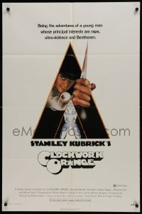 2r225 CLOCKWORK ORANGE X-rated 1sh 1972 Stanley Kubrick classic, Castle art of Malcolm McDowell!