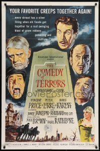 2r233 COMEDY OF TERRORS 1sh 1964 Boris Karloff, Peter Lorre, Vincent Price, Joe E. Brown, Tourneur!