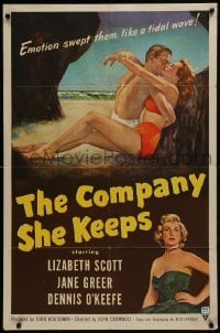2r237 COMPANY SHE KEEPS 1sh 1951 art of sexy bad girl Jane Greer + Lizabeth Scott!