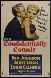 2r240 CONFIDENTIALLY CONNIE 1sh 1953 great romantic art of sexy Janet Leigh & Van Johnson!