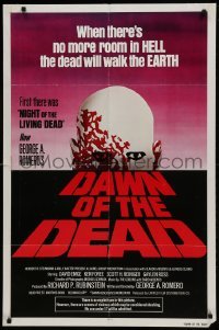 2r270 DAWN OF THE DEAD 1sh 1979 George Romero, no more room in HELL for the dead, red title design