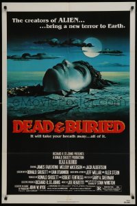 2r275 DEAD & BURIED 1sh 1981 really cool horror art of person buried up to the neck by Campanile!
