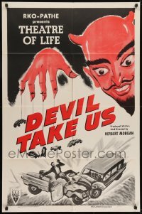 2r294 DEVIL TAKE US style A 1sh 1955 Herbert Morgan, incredible art of devil with cars on string!