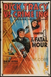 2r300 DICK TRACY VS. CRIME INC. chapter 1 1sh 1941 art of Byrd in plane, serial, The Fatal Hour!