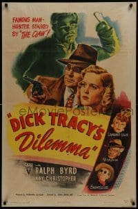 2r302 DICK TRACY'S DILEMMA style A 1sh 1947 art of Ralph Byrd vs The Claw, Sightless, & Vitamin!