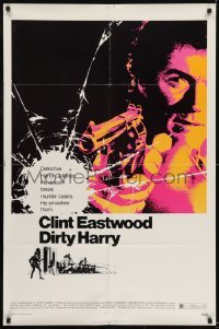 2r308 DIRTY HARRY 1sh 1971 art of Clint Eastwood pointing his .44 magnum, Don Siegel crime classic!