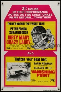 2r310 DIRTY MARY CRAZY LARRY/VANISHING POINT 1sh 1975 Peter Fonda, Barry Newman, Susan George!