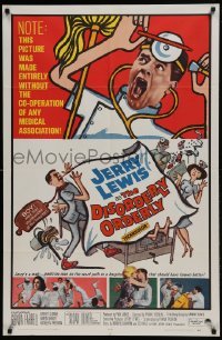2r312 DISORDERLY ORDERLY 1sh 1965 artwork of wackiest hospital nurse Jerry Lewis!
