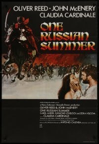 2r717 ONE RUSSIAN SUMMER English 1sh 1973 art of Oliver Reed on horseback + sexy Claudia Cardinale!