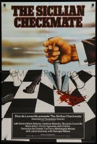 2r819 SICILIAN CHECKMATE English 1sh 1972 Florestano Vancini, art of chessboard being stabbed!