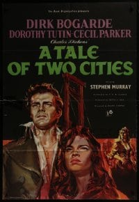 2r880 TALE OF TWO CITIES English 1sh 1958 great art of Dirk Bogarde on his way to execution!