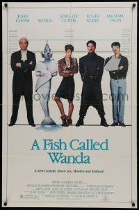 2r386 FISH CALLED WANDA 1sh 1988 John Cleese, Jamie Lee Curtis, Kline & Palin in police line up!