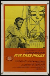 2r388 FIVE EASY PIECES 1sh 1970 cool image of Jack Nicholson, directed by Bob Rafelson!
