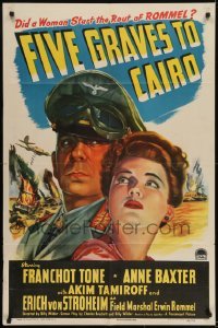 2r001 FIVE GRAVES TO CAIRO style A 1sh 1943 Billy Wilder, Nazi Erich von Stroheim, Anne Baxter!
